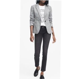 Long and Lean Unstructured Wool Blend Knit Blazer